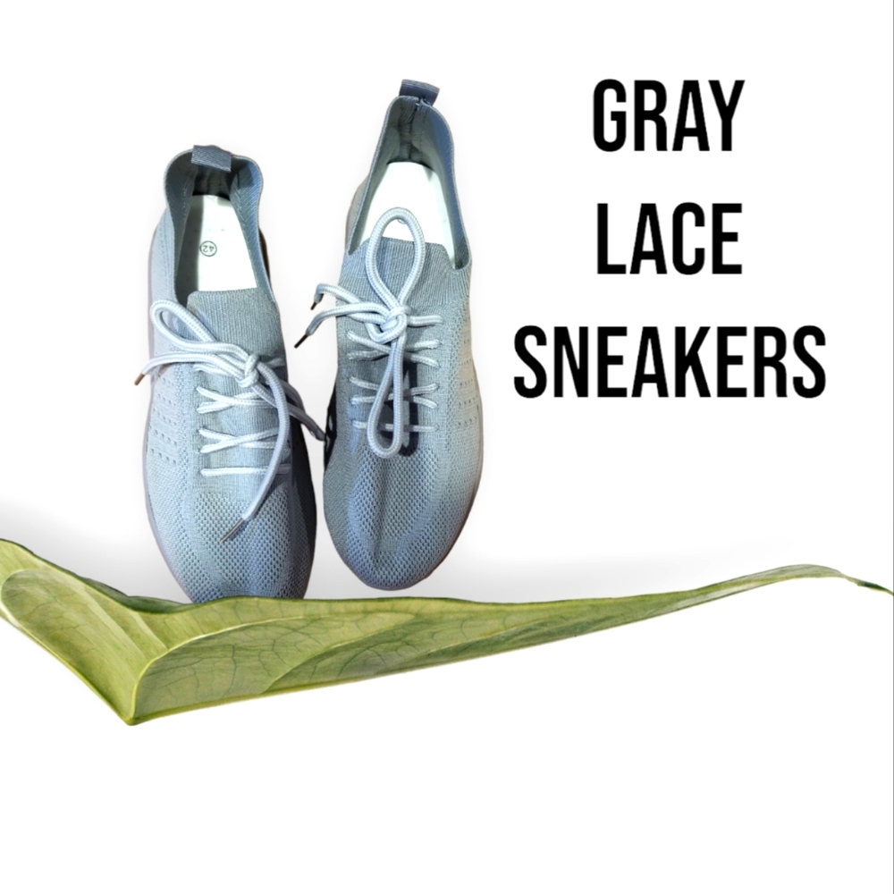 Lace Athletic Sneakers - Gray